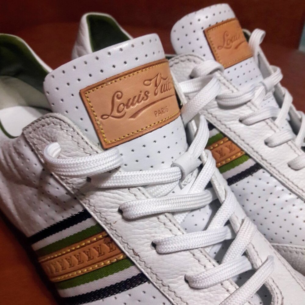 LOUIS VUITTON WHITE PERFORATED LEATHER BASTIA SNEAKERS